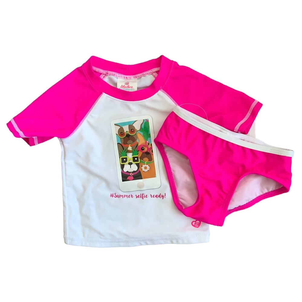 Skechers 18M 2 Piece Frenchie Selfie Rashguard Swimsuit